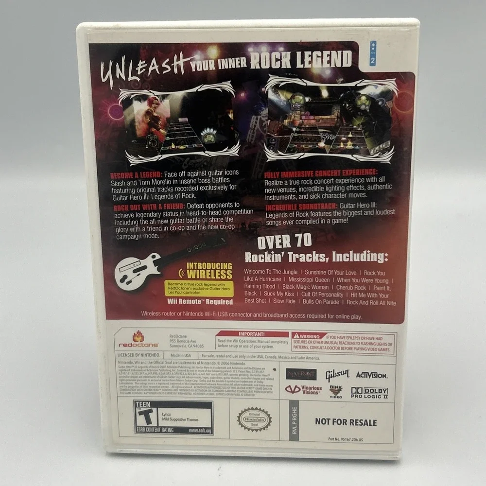 Guitar Hero III: Legends of Rock Nintendo Wii 2007 Instruction Manual CIB